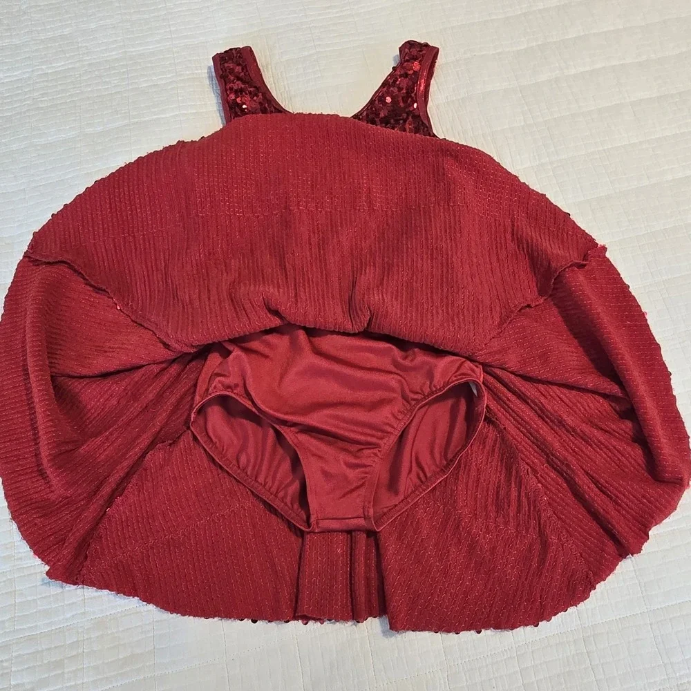 Weissman Girls Dance Costume Red Sequin Size MC Child Great Condition